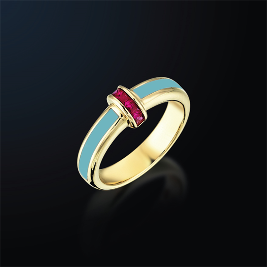 Cetaş Minima Altın Yüzük Turkuaz Mineli 14 Ayar Yüzük