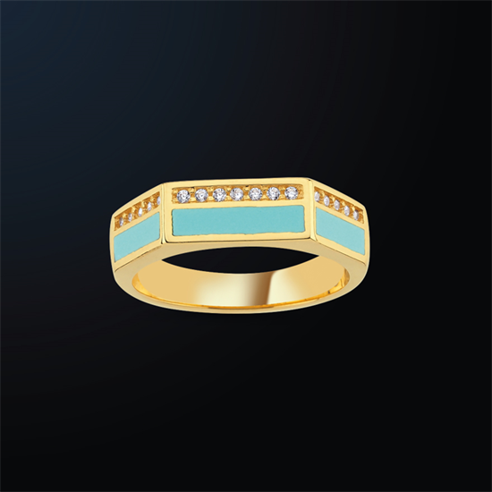 Cetaş Minima 14 Ayar Altın Yüzük Turkuaz Mineli