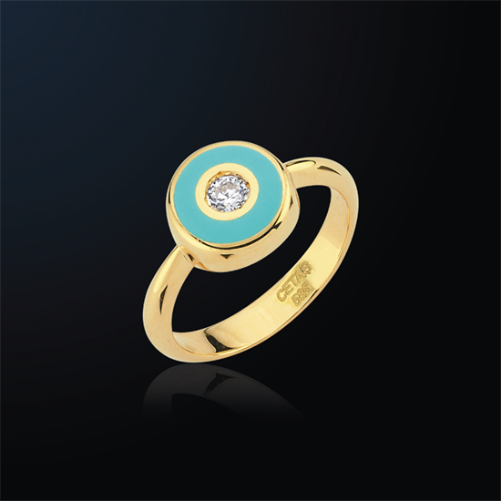 Cetaş Minima Altın Yüzük Turkuaz Mineli 14 Ayar