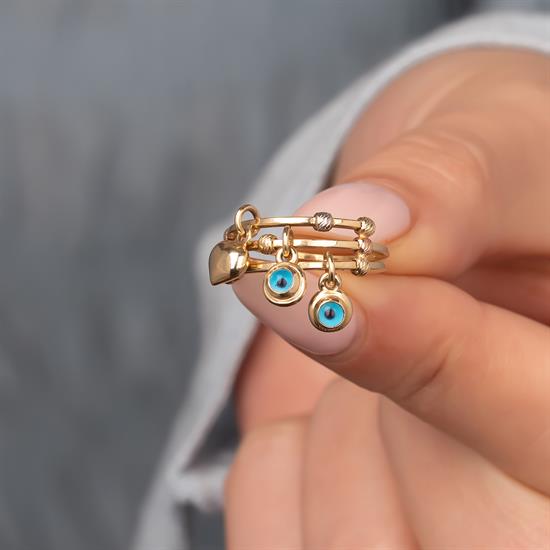 Cetaş Nazar Boncuklu Yüzük 14 Ayar Altın
