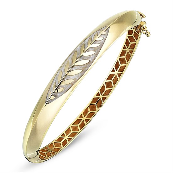 Cetaş Olivia Altın Kelepçe Bilezik 14 Ayar Sarı Altın Beyaz Mineli