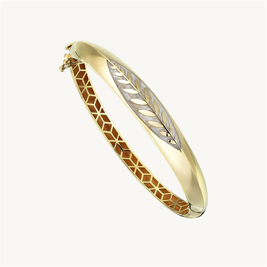 Cetaş Olivia Altın Kelepçe Bilezik 14 Ayar Sarı Altın Beyaz Mineli