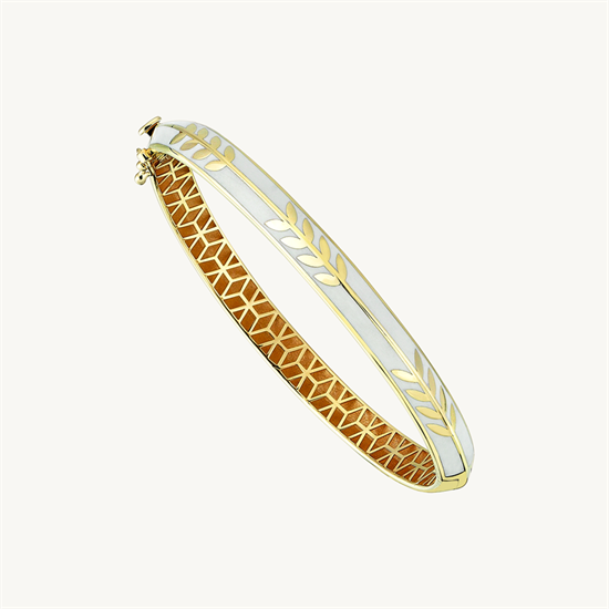 Cetaş Olivia Altın Kelepçe Bilezik 14 Ayar Altın Beyaz Mineli