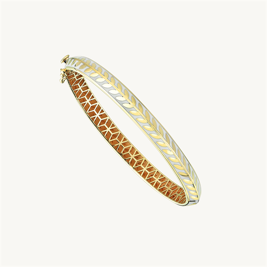 Cetaş Olivia Altın Kelepçe Bilezik 14 Ayar Sarı Altın Beyaz Mineli