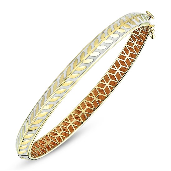 Cetaş Olivia Altın Kelepçe Bilezik 14 Ayar Sarı Altın Beyaz Mineli