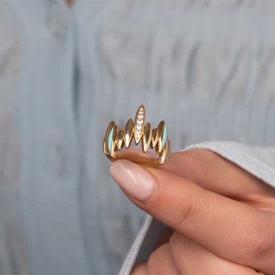 Cetaş Ortası Taşlı Yüzük 14 Ayar Altın