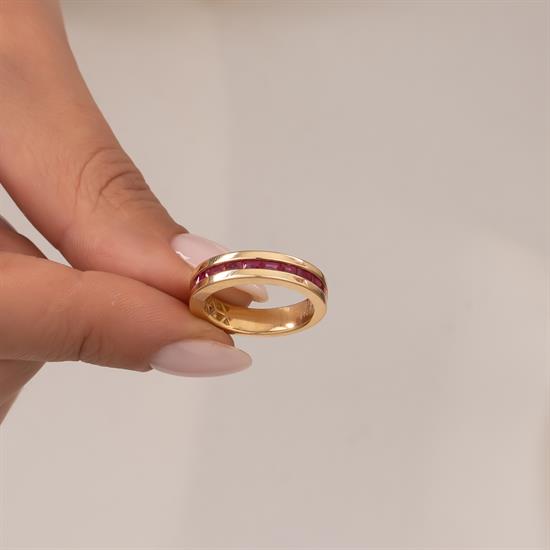 Cetaş Pembe Taşlı 14 Ayar Altın Yüzük