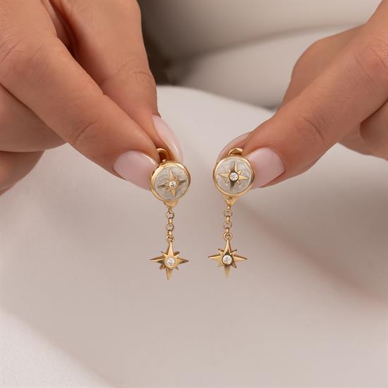 Cetaş Sallantılı Kuzey Yıldızı 14 Ayar Altın Küpe