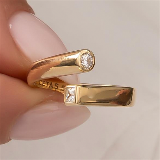 Cetaş Taşlı Tasarım 14 Ayar Altın Yüzük