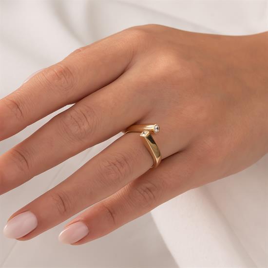 Cetaş Taşlı Tasarım 14 Ayar Altın Yüzük