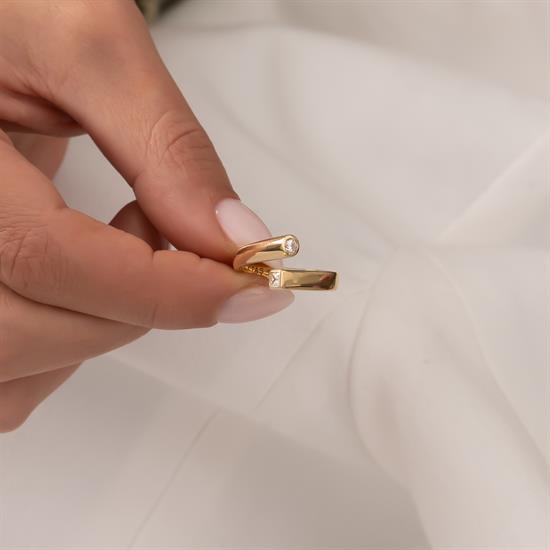 Cetaş Taşlı Tasarım 14 Ayar Altın Yüzük