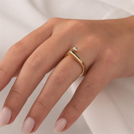 Cetaş Taşlı Tasarım 14 Ayar Altın Yüzük