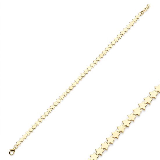 Yıldız Sıralı 14 Ayar Altın Bileklik