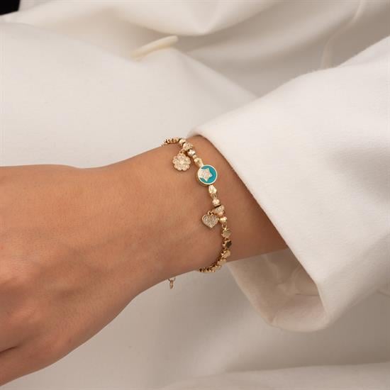 Charmlı 14 Ayar Altın Bileklik