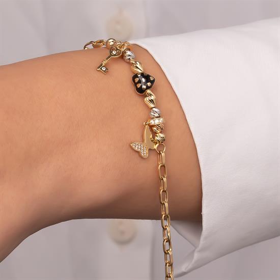 Charmlı 14 Ayar Altın Bileklik