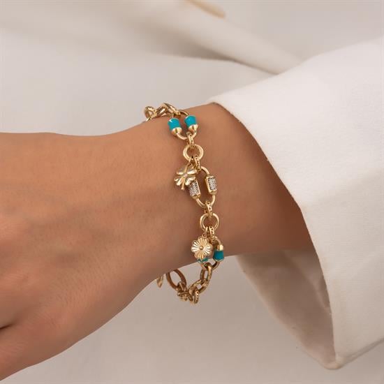 Charmlı 14 Ayar Altın Bileklik