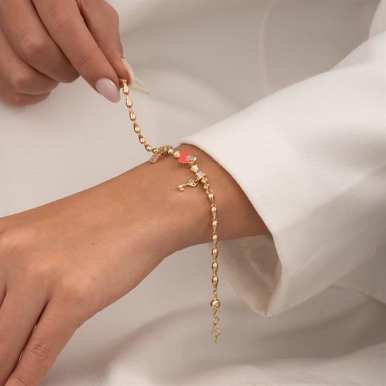 Charmlı 14 Ayar Altın Bileklik