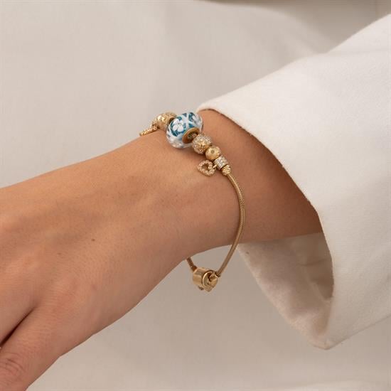 Kalp-Kelebek Charmlı 14 Ayar Altın Bileklik