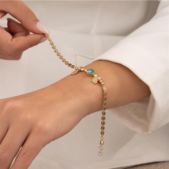 Charmlı 14 Ayar Altın Bileklik