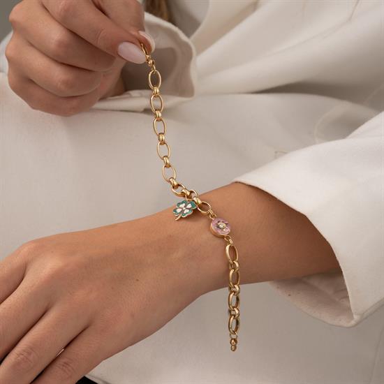 Yonca Charmlı 14 Ayar Altın Bileklik