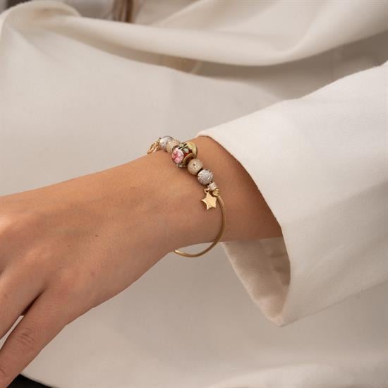 Yıldız-Yonca Charmlı 14 Ayar Altın Bileklik