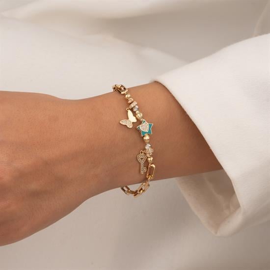 Charmlı 14 Ayar Altın Bileklik