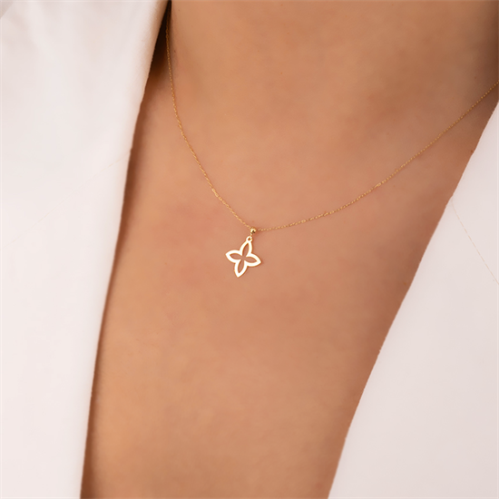 Çiçek 14 Ayar Altın Minimal Kolye