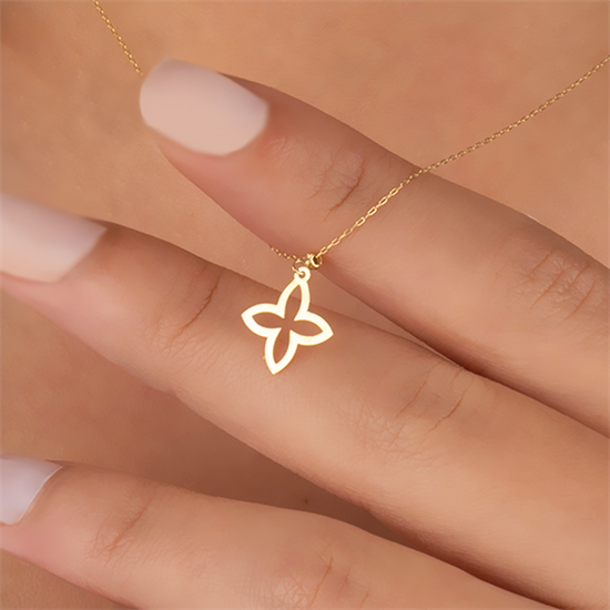 Çiçek 14 Ayar Altın Minimal Kolye