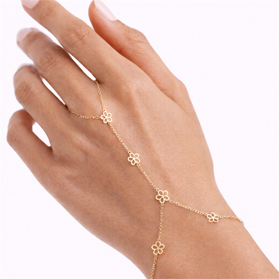 Çiçek Figürlü 14 Ayar Altın Şahmeran Bileklik