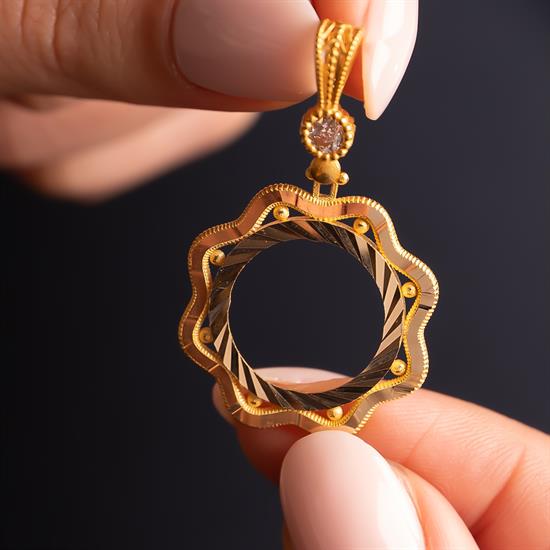 Çiçekli Çeyrek Altın Çerçevesi 14 Ayar Altın