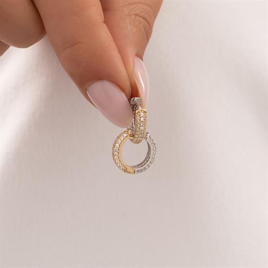 Çift Renk Taşlı Altın Küpe 14 Ayar