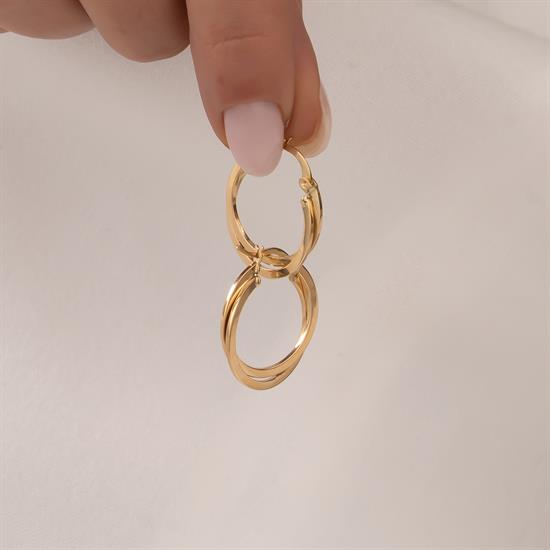 Çift Sıra Halka Küpe 14 Ayar Altın