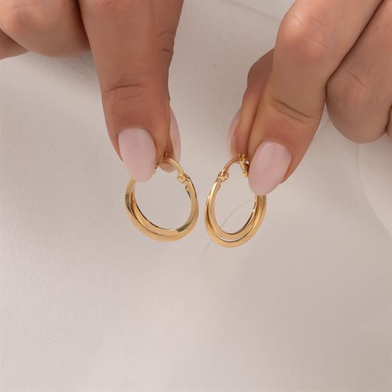 Çift Sıra Halka Küpe 14 Ayar Altın