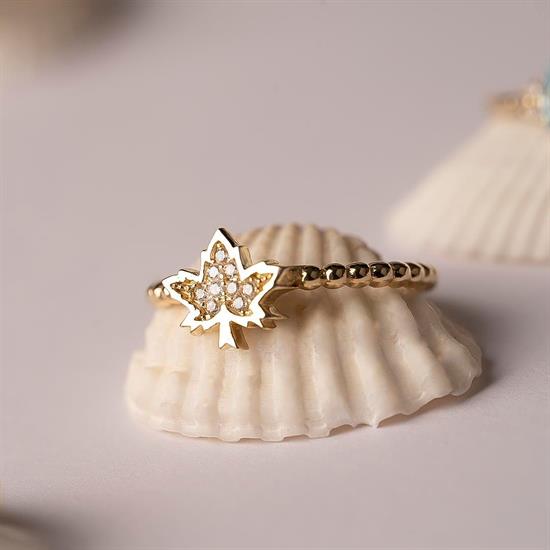 Çınar Desenli 14 Ayar Yüzük