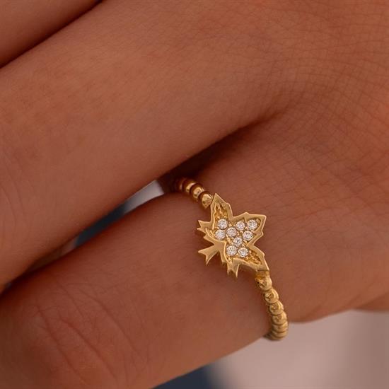 Çınar Desenli 14 Ayar Yüzük