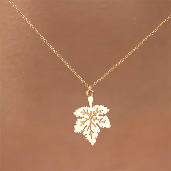 Çınar Yaprağı 14 Ayar Altın Kolye