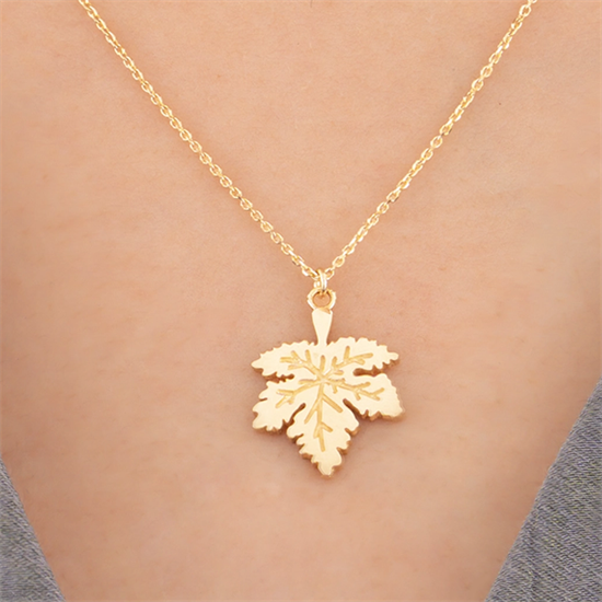 Çınar Yaprağı 14 Ayar Altın Kolye