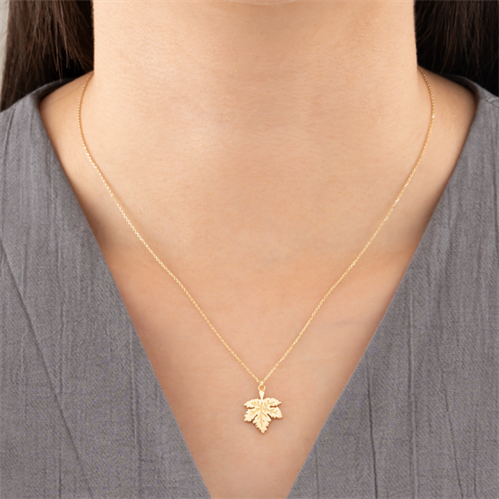 Çınar Yaprağı 14 Ayar Altın Kolye