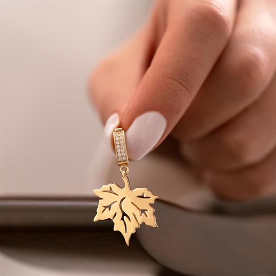 Çınar Yaprak 14 Ayar Altın Charm Kolye Ucu