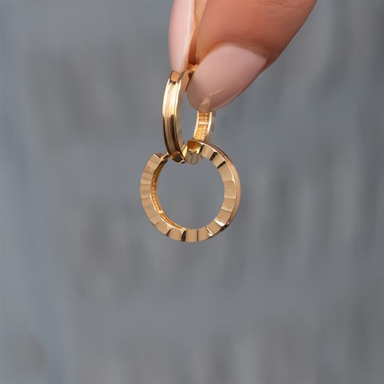 Çizgili Halka 14 Ayar Altın Küpe