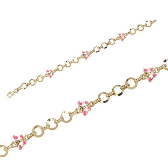 Pembe Kelebekli Çocuk Bileklik 14 Ayar