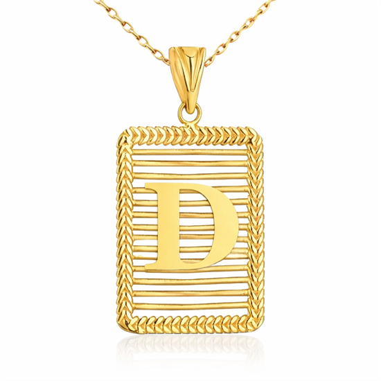 D Harfi Izgara Model 14 Ayar Kolye Ucu