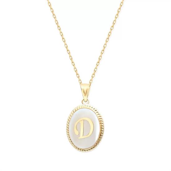 D Harfi Sedefli 14 Ayar Altın Kolye Ucu