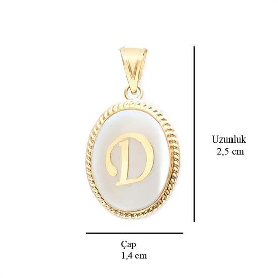 D Harfi Sedefli 14 Ayar Altın Kolye Ucu