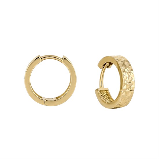 Halka Deseli Küpe 14 Ayar Altın