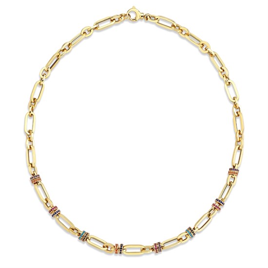 Cetaş Renkli Taşlı Ataç 14 Ayar Altın Kolye