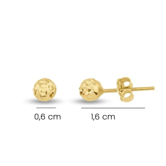 Altın Kesikli Top Küpe 14 Ayar