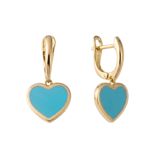 Cetaş Bir Dilek Tut Mavi Mineli 14 Ayar Altın Küpe