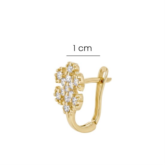 Beyaz Taşlı Kartanesi Modeli Klips Kilitli Çocuk Küpe 14 Ayar Altın