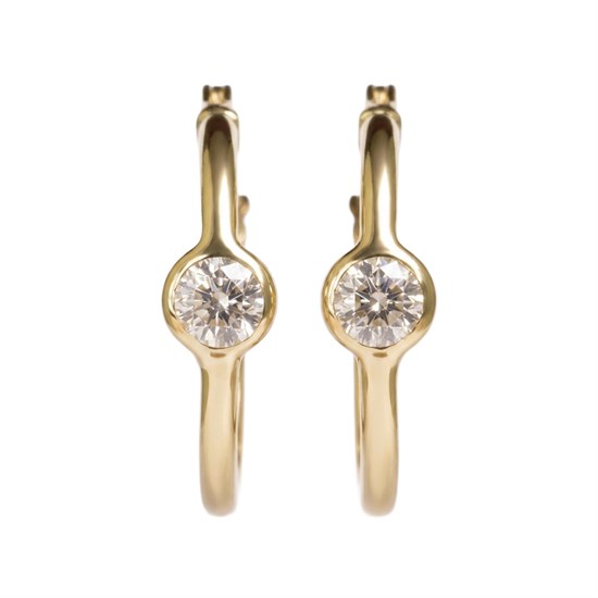 Tek Taşlı Halka Küpe 14 Ayar Altın